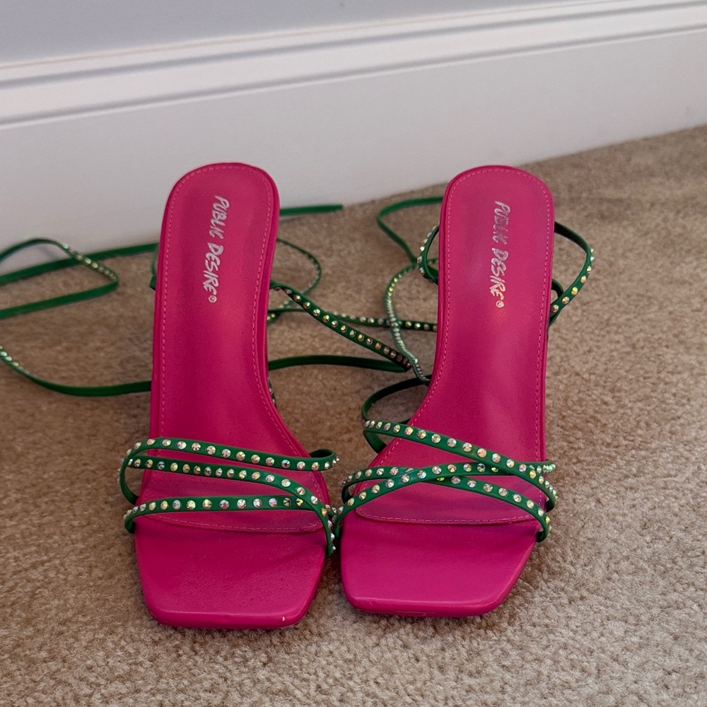 Public Desire Pink and Green Heels